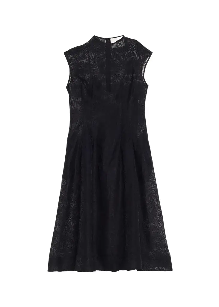Sleeveless Organza Fil Coupé Midi Dress