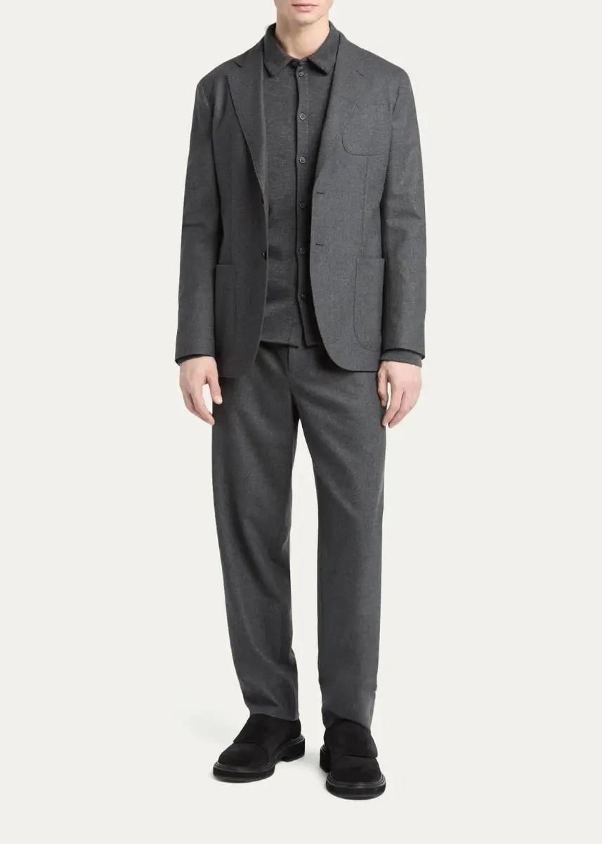 Giorgio Armani Men's Upton Cashmere-Stretch Pleated Drawstring Pants | Thumbnail 2 Giorgio Armani Men's Upton Cashmere-Stretch Pleated Drawstring Pants | Thumbnail 2