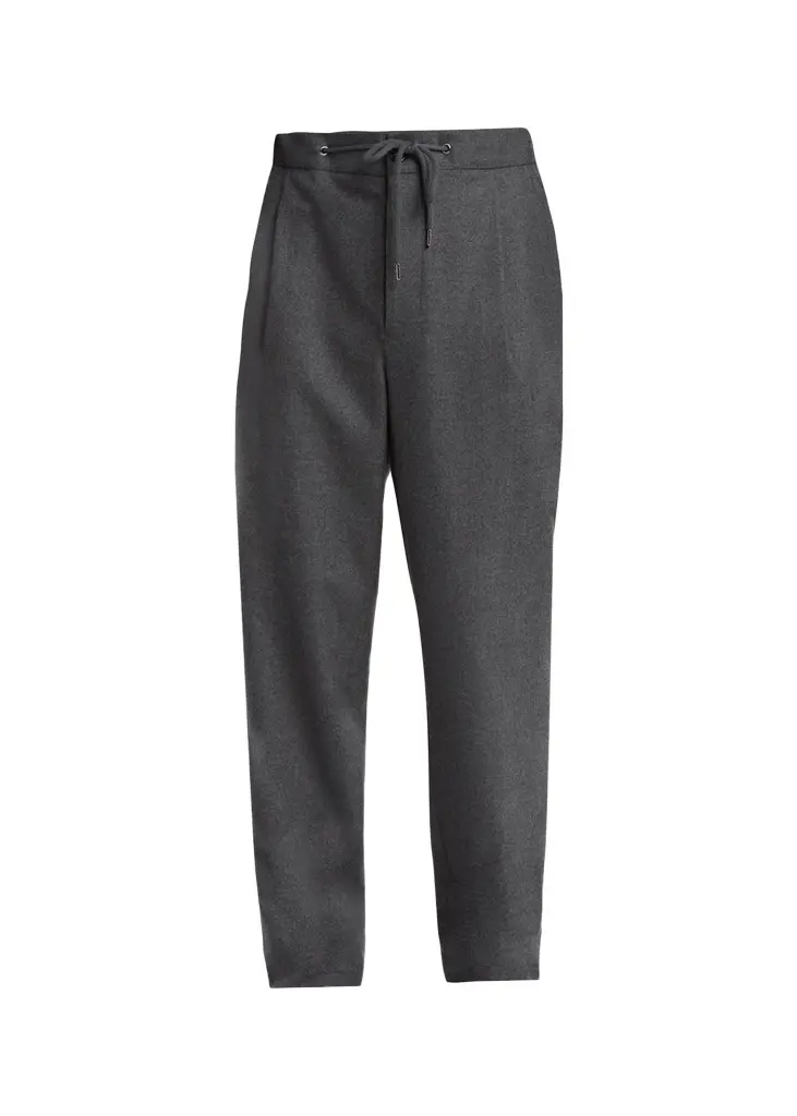 Giorgio Armani Men's Upton Cashmere-Stretch Pleated Drawstring Pants | Image 1 Giorgio Armani Men's Upton Cashmere-Stretch Pleated Drawstring Pants | Image 1