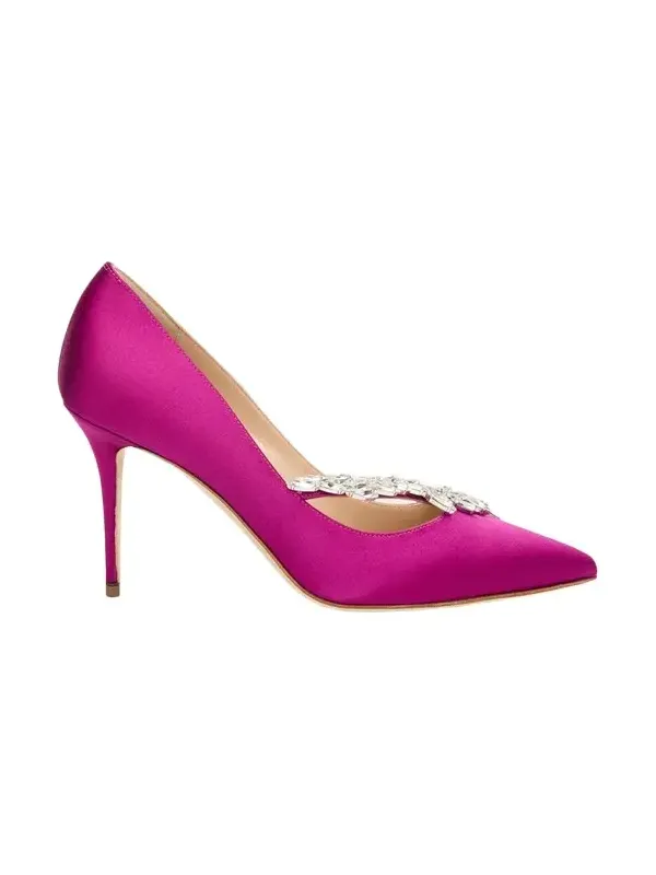 90mm Nadira Jeweled Satin Pumps 90mm Nadira Jeweled Satin Pumps