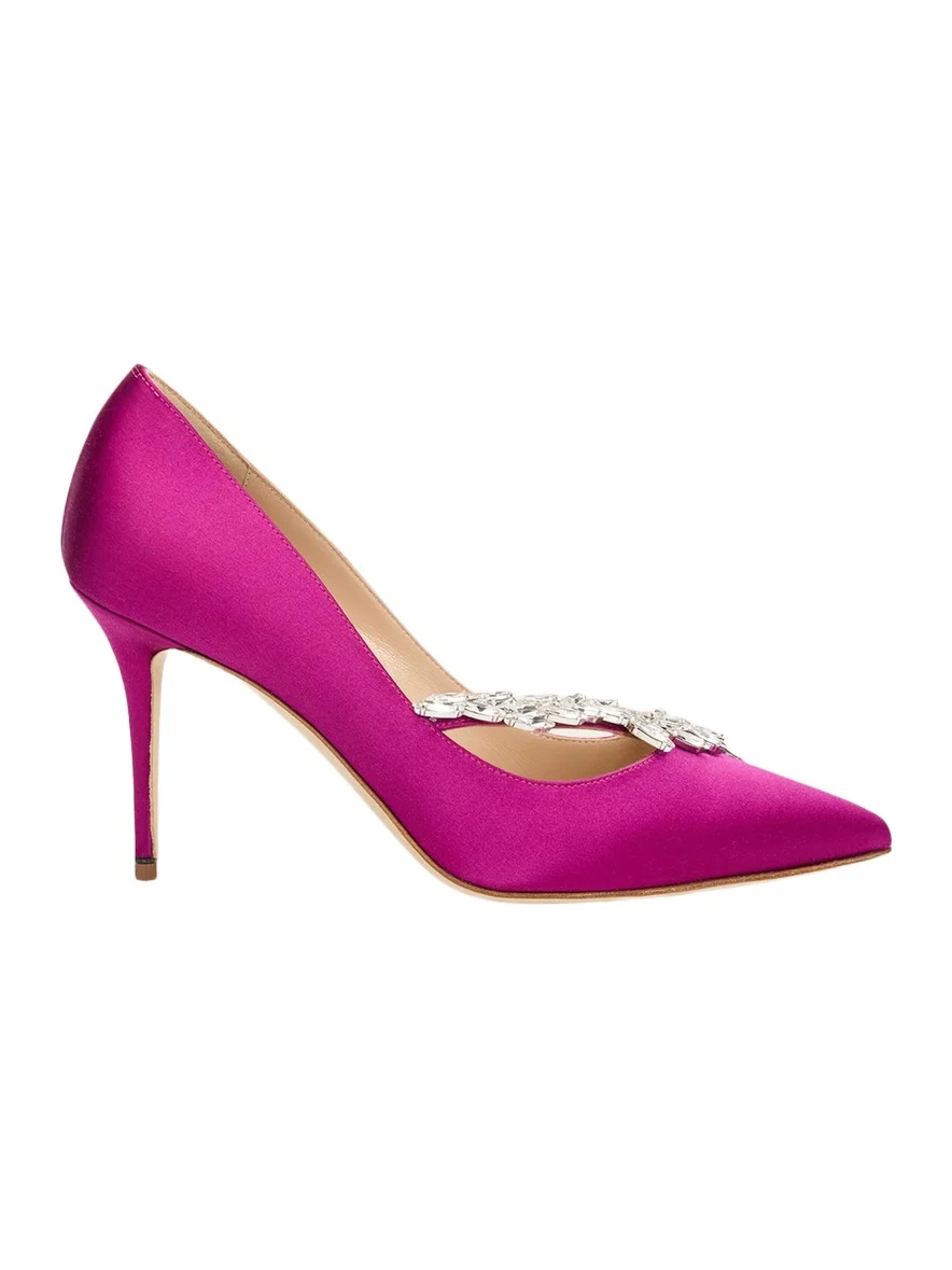 Manolo Blahnik 90mm Nadira Jeweled Satin Pumps