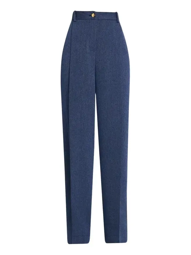 Wool Drill Tailored Wide-Leg Trousers Wool Drill Tailored Wide-Leg Trousers