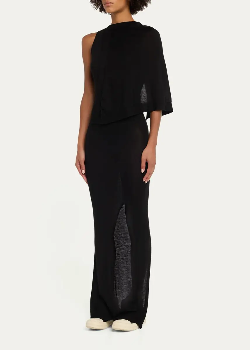 Rick Owens Sleeveless Asymmetric Scarf Wool Knit Maxi Dress | Thumbnail 4 Rick Owens Sleeveless Asymmetric Scarf Wool Knit Maxi Dress | Thumbnail 4