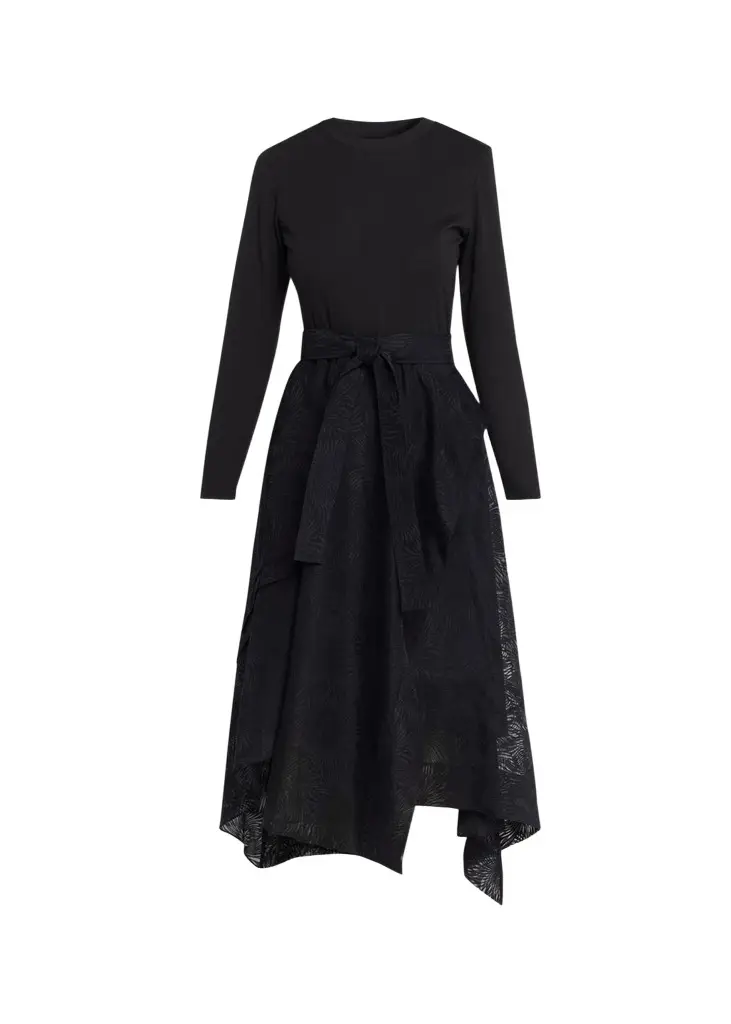 Combo Long-Sleeve T-Shirt & Organza Midi Dress