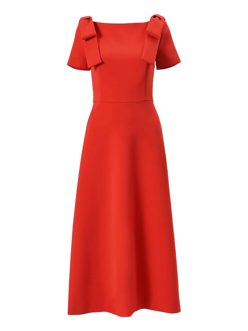Boatneck Bow Short-Sleeve Midi Dress Boatneck Bow Short-Sleeve Midi Dress