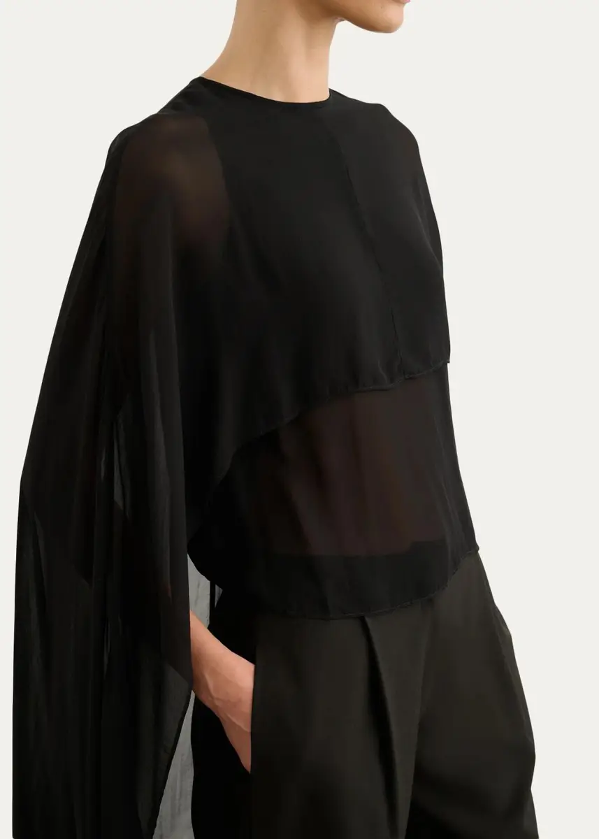 Toccin Deia Chiffon Cape Top | Thumbnail 5 Toccin Deia Chiffon Cape Top | Thumbnail 5