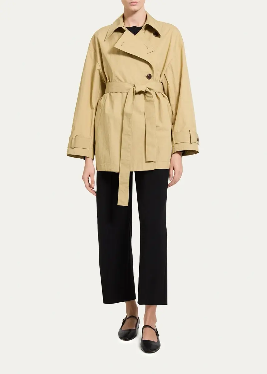 Theory Cropped Double-Breasted Trench Coat | Thumbnail 2