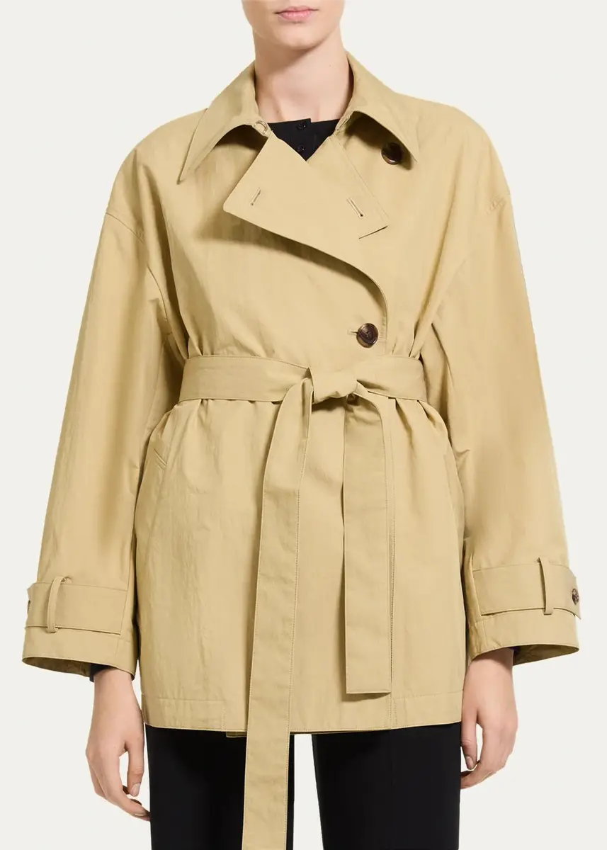 Theory Cropped Double-Breasted Trench Coat | Thumbnail 4