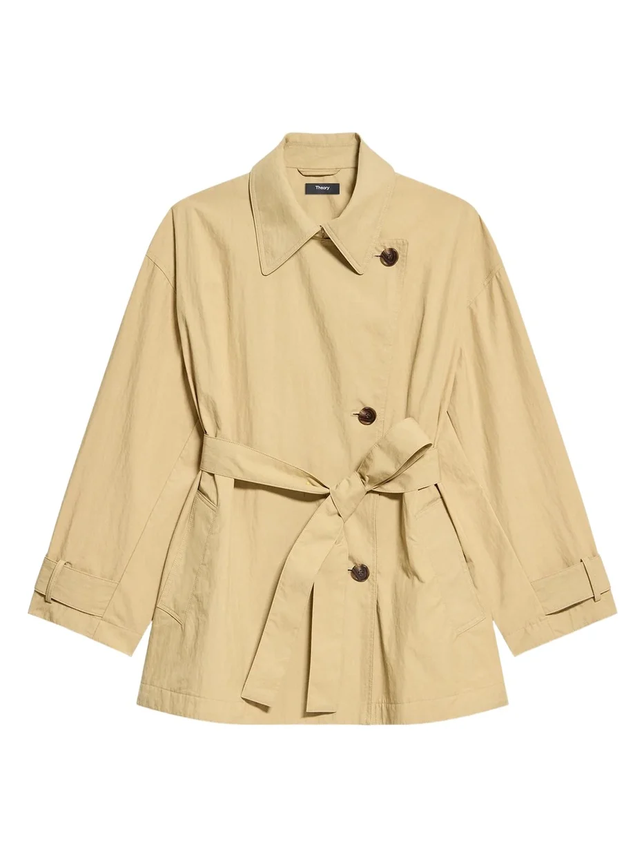 Theory Cropped Double-Breasted Trench Coat