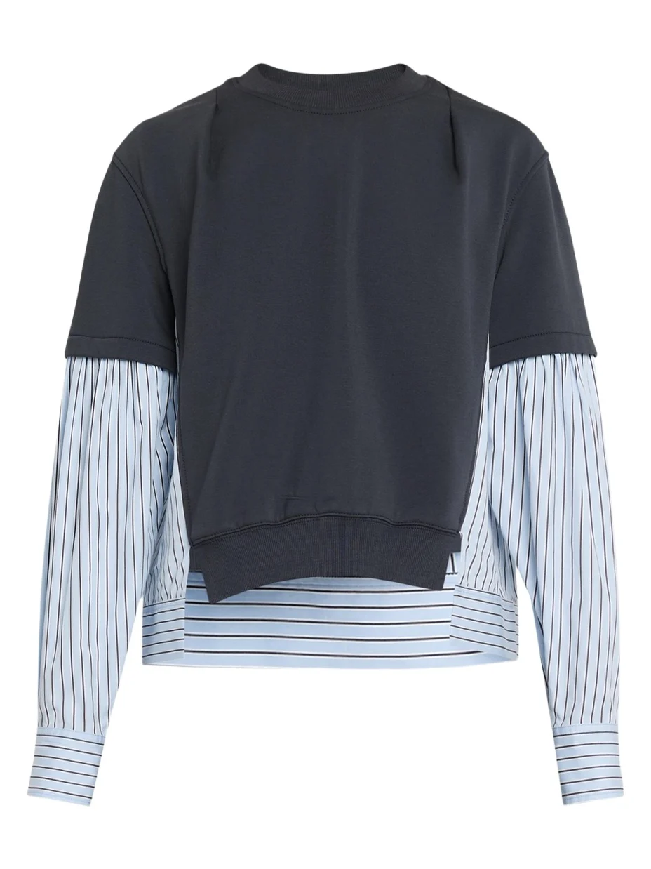 3.1 Phillip Lim Mixed-Media Layered Sweatshirt