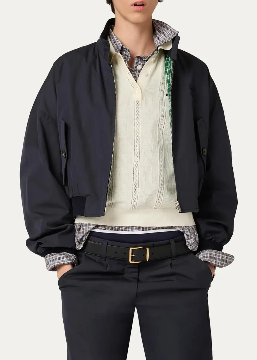 Miu Miu Contrast-Striped Cotton-Blend Polo Shirt | Thumbnail 2