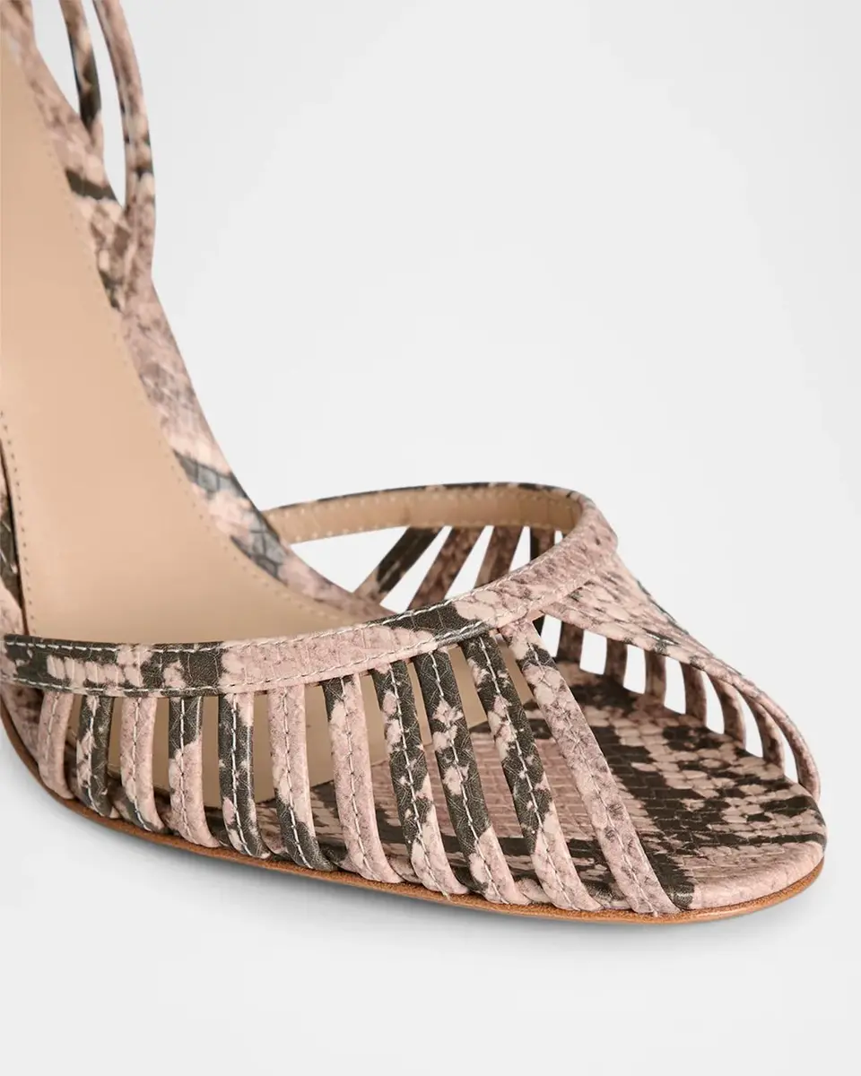 Retrofête Analu 105MM Python-Embossed Leather Heel Sandals | Thumbnail 4