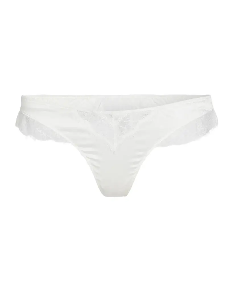 Kiki de Montparnasse Low-Rise Lace-Inset Stretch Silk Thong