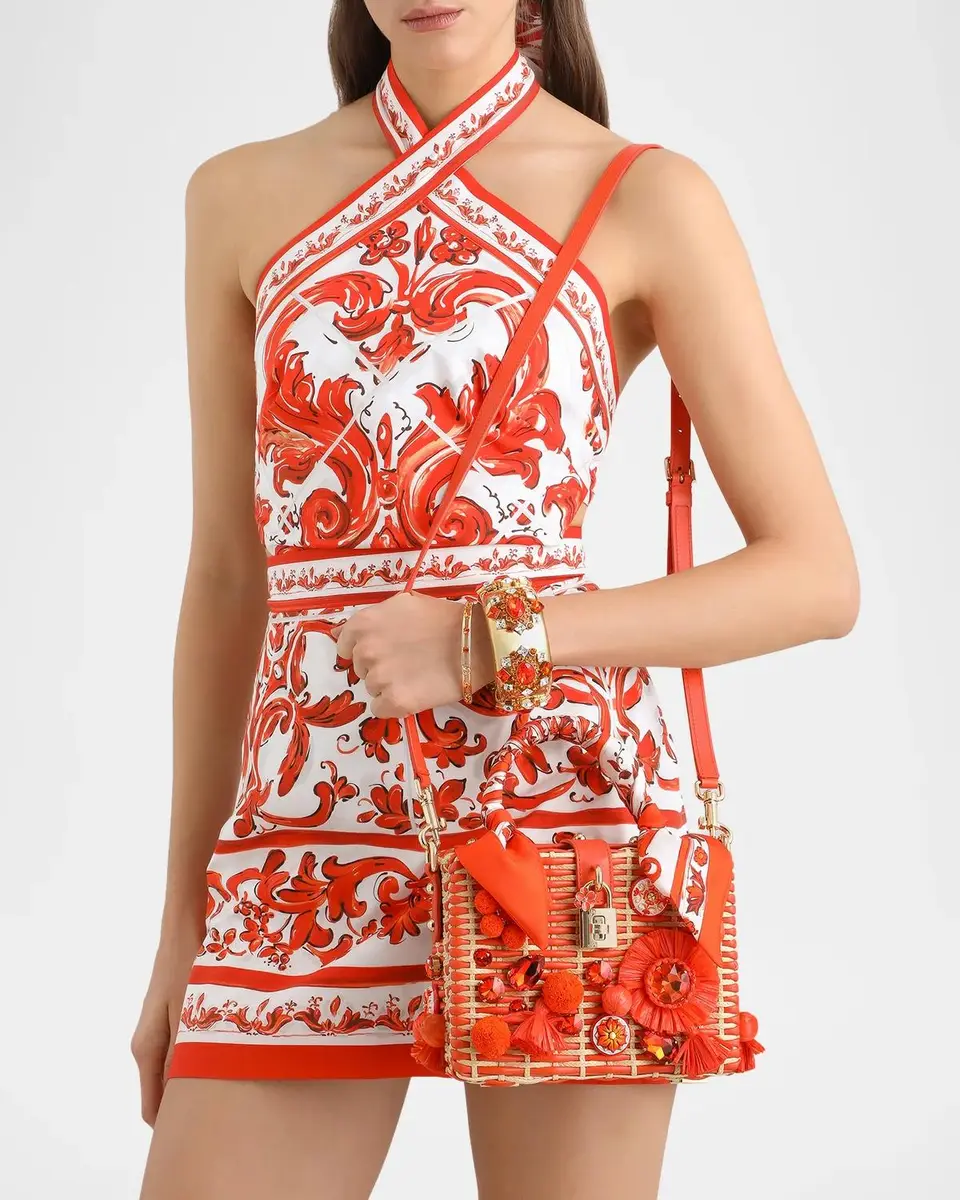Dolce & Gabbana Maiolica Arancio Embellished Raffia Box Bag | Thumbnail 6 Dolce & Gabbana Maiolica Arancio Embellished Raffia Box Bag | Thumbnail 6