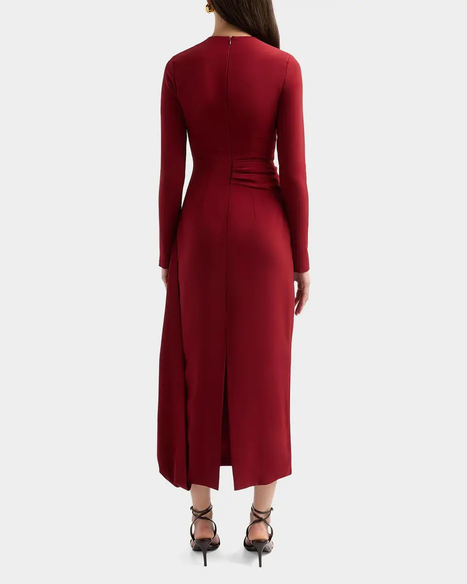 Lela Rose Floral Organza Embroidered Crepe Midi Dress | Thumbnail 3