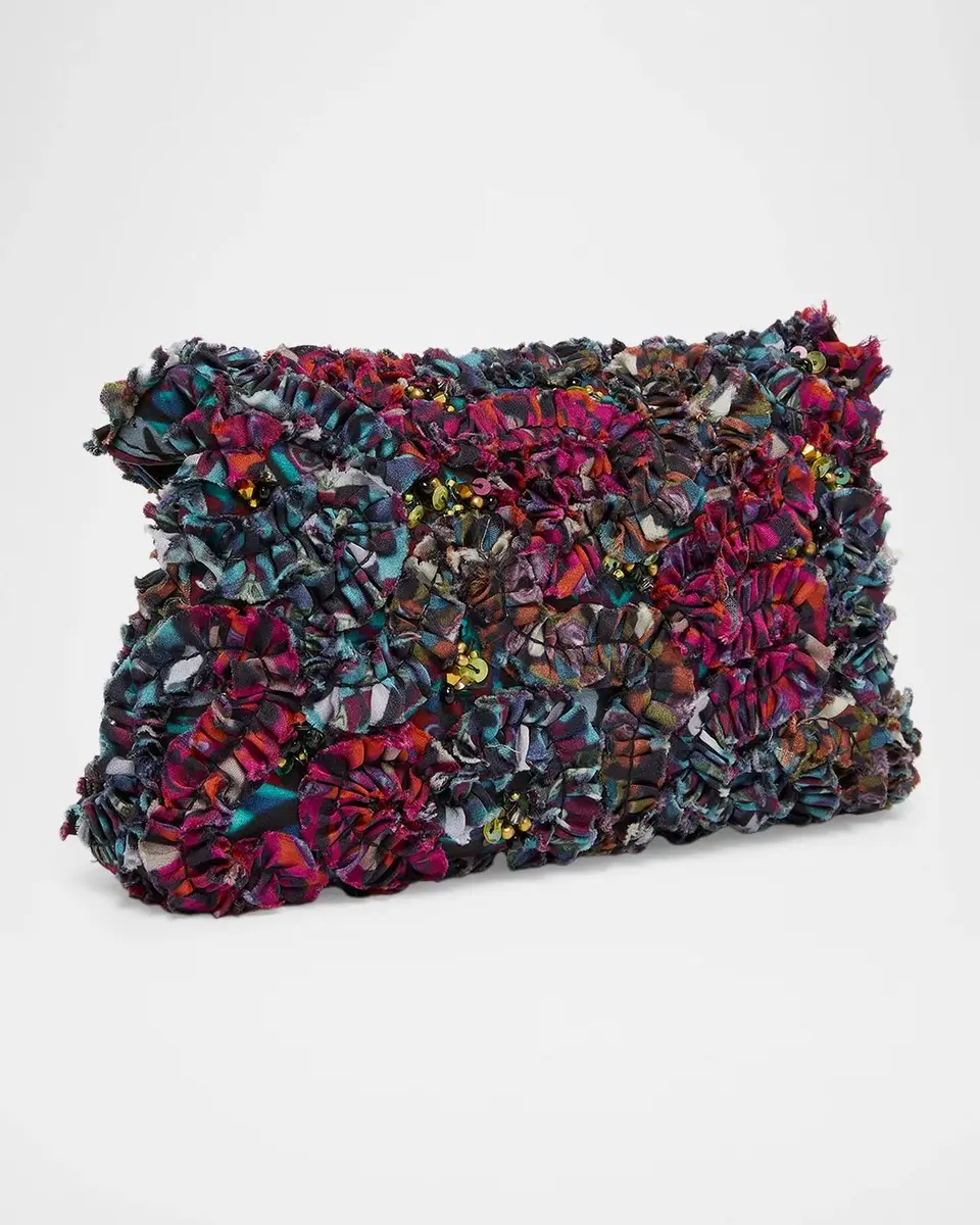 Dries Van Noten Small Ruffle-Embroidered Pouch Bag | Thumbnail 3