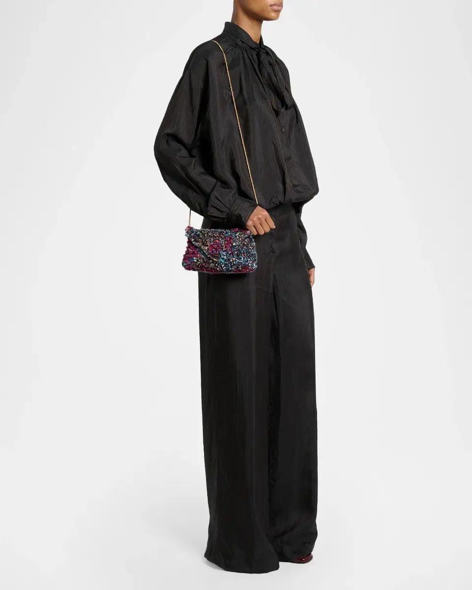 Dries Van Noten Small Ruffle-Embroidered Pouch Bag | Thumbnail 5