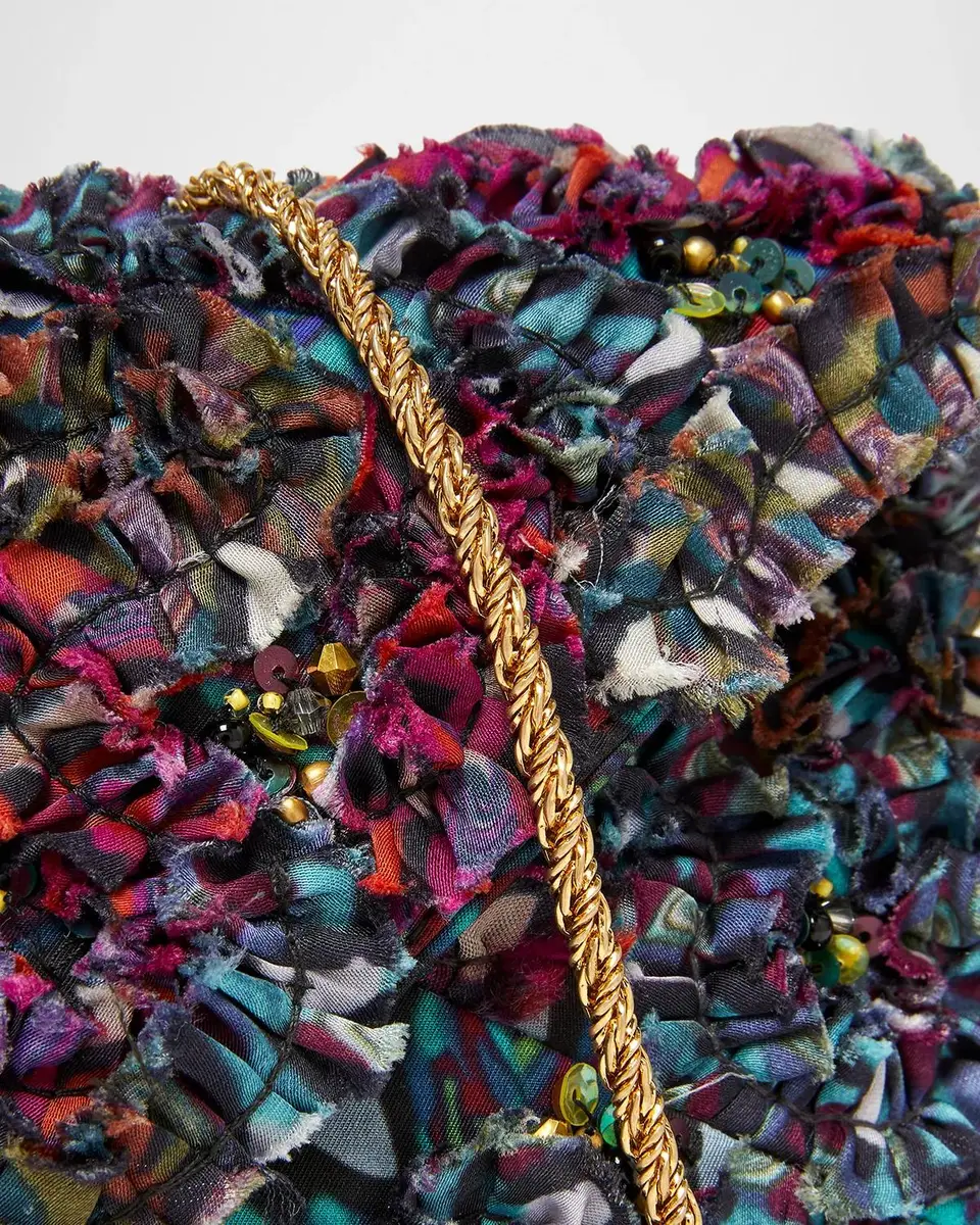 Dries Van Noten Small Ruffle-Embroidered Pouch Bag | Thumbnail 6