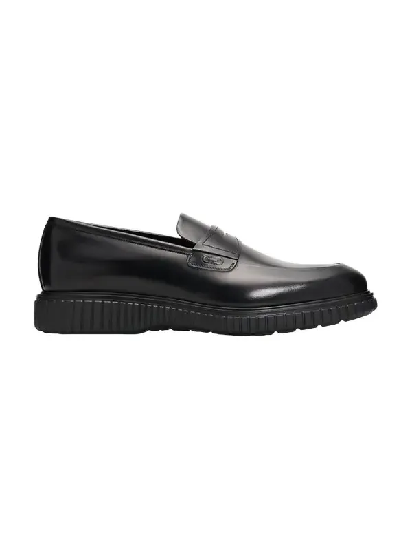 Ferragamo Men's Leather Rubber-Sole Penny Loafers