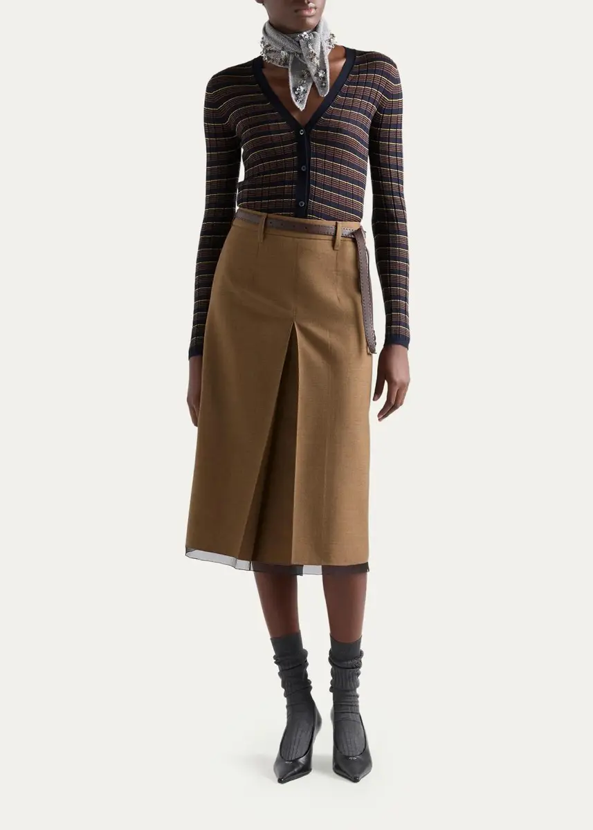 Prada Striped Silk-Wool Cardigan | Thumbnail 2