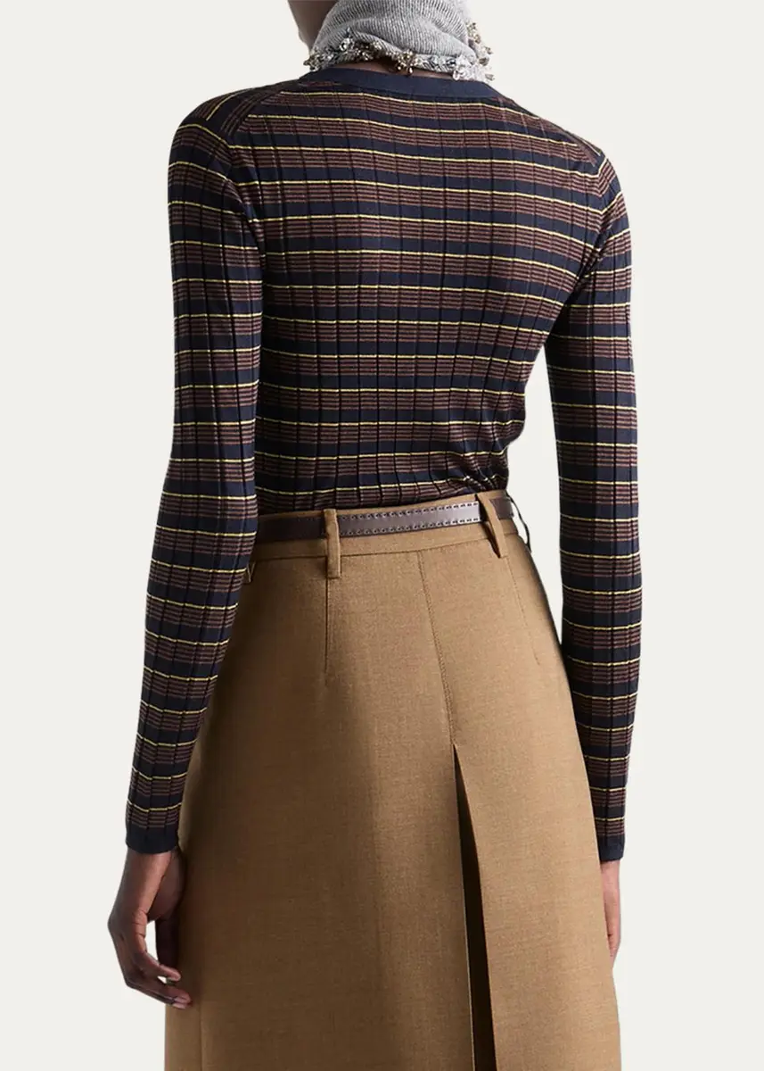 Prada Striped Silk-Wool Cardigan | Thumbnail 3