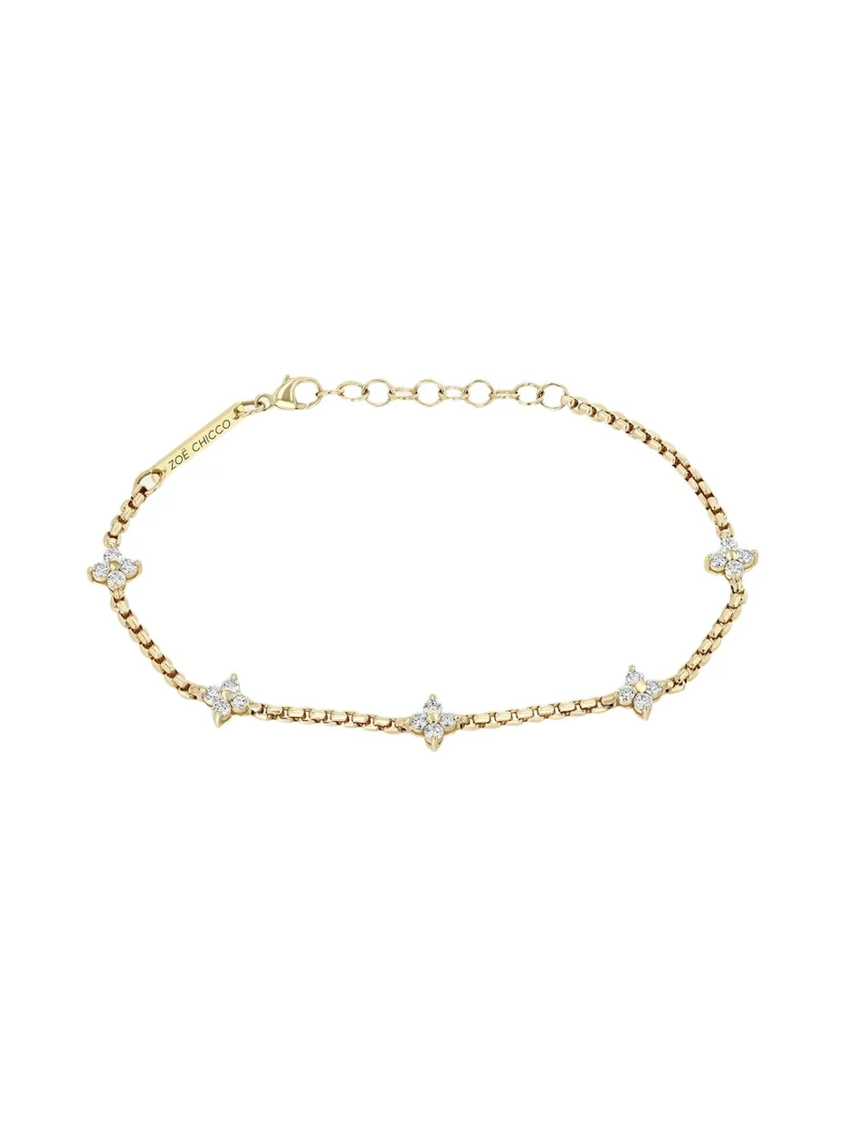 Zoë Chicco 14K Diamond Quad 5 Station Bracelet, 2mm