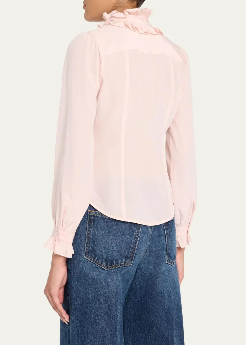Ulla Johnson Catroux Silk Button-Front Blouse | Thumbnail 3 Ulla Johnson Catroux Silk Button-Front Blouse | Thumbnail 3