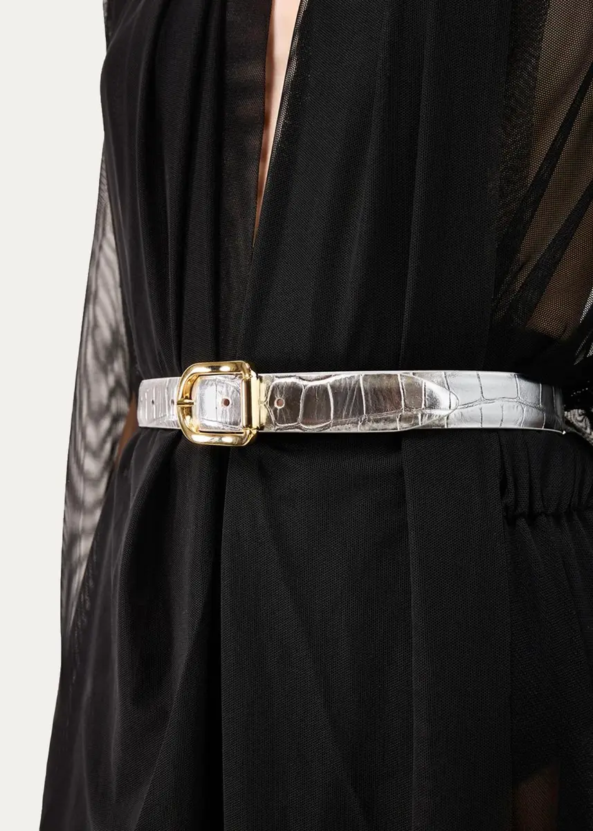 Déhanche Mija Mirror Croc-Embossed Leather Belt | Thumbnail 2 Déhanche Mija Mirror Croc-Embossed Leather Belt | Thumbnail 2
