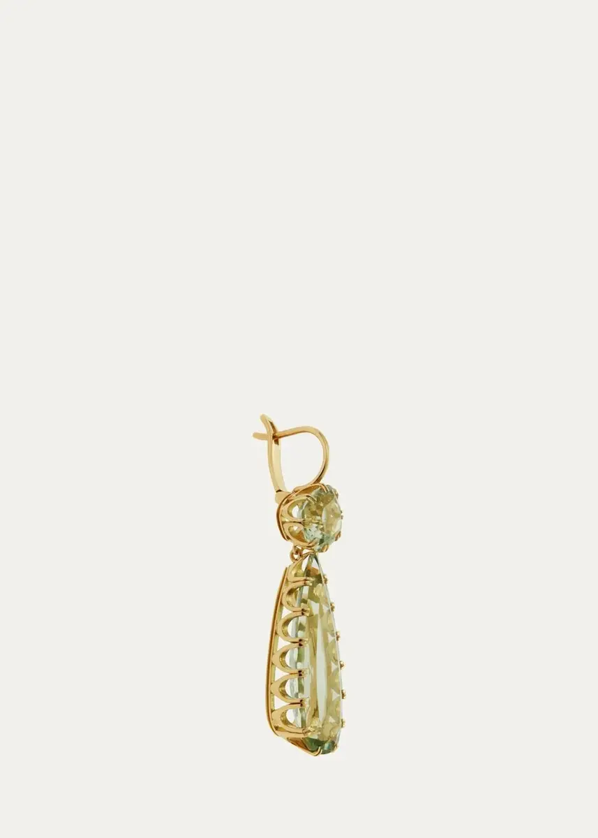 Ileana Makri 18K Yellow Gold Double Crown Drop Earrings with Green Amethyst | Thumbnail 3 Ileana Makri 18K Yellow Gold Double Crown Drop Earrings with Green Amethyst | Thumbnail 3