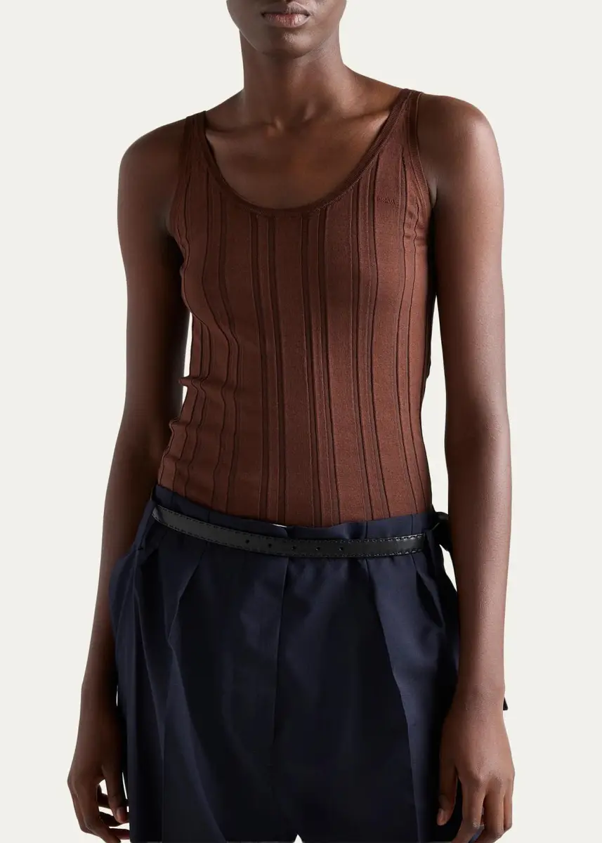 Prada Rib-Knit Cotton Tank | Thumbnail 4 Prada Rib-Knit Cotton Tank | Thumbnail 4
