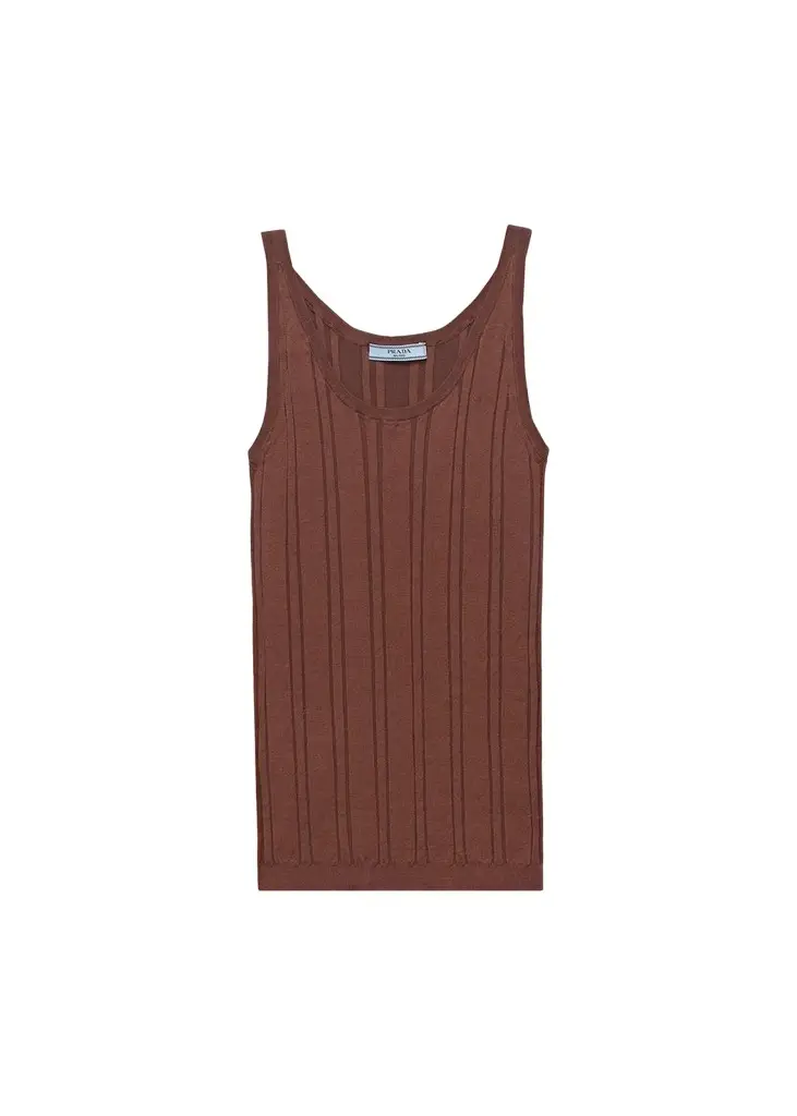 Prada Rib-Knit Cotton Tank