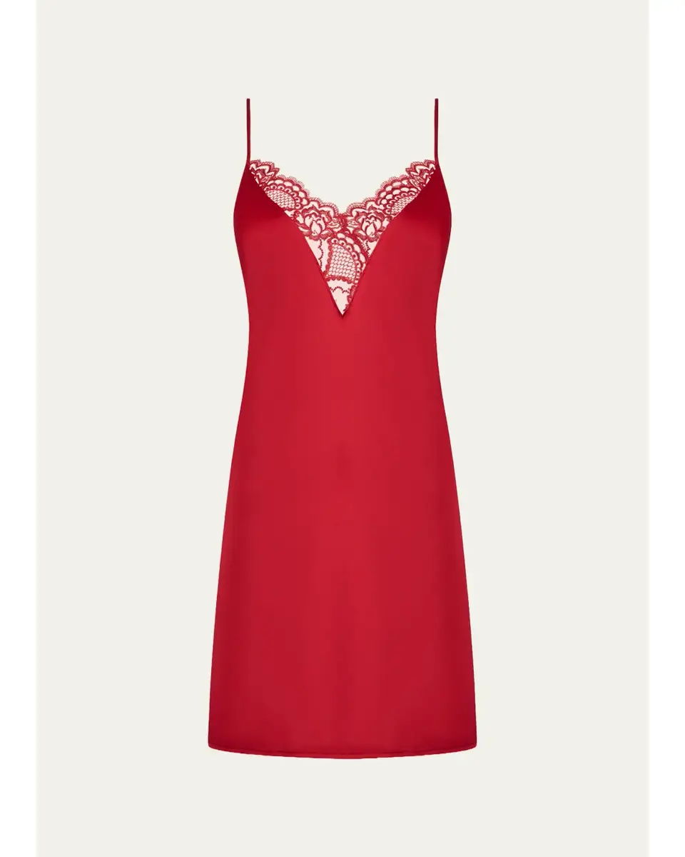 Lise Charmel Embroidered Applique Silk Satin Babydoll