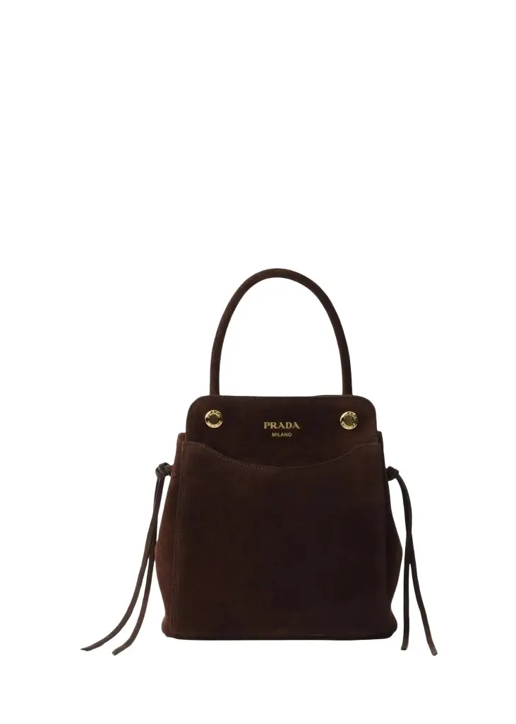 Prada Carry Mini Suede Top-Handle Bag | Image 1 Prada Carry Mini Suede Top-Handle Bag | Image 1