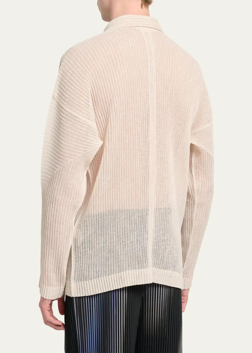 Homme Plissé Issey Miyake Men's Rustic Mesh Button-Down Shirt | Thumbnail 3