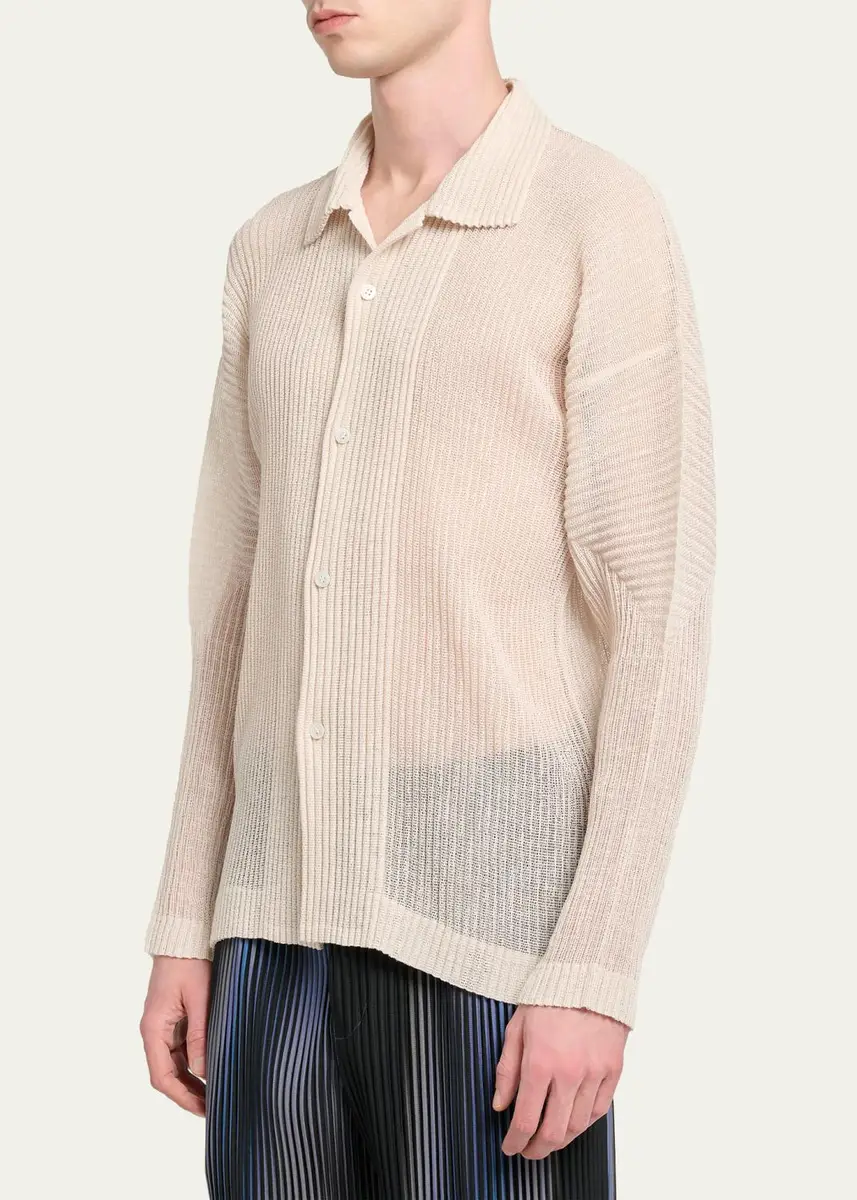 Homme Plissé Issey Miyake Men's Rustic Mesh Button-Down Shirt | Thumbnail 4
