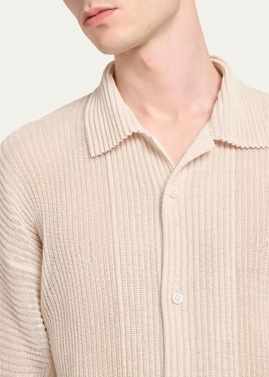 Homme Plissé Issey Miyake Men's Rustic Mesh Button-Down Shirt | Thumbnail 5