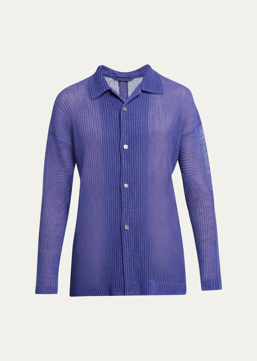 Homme Plissé Issey Miyake Men's Rustic Mesh Button-Down Shirt | Thumbnail 6