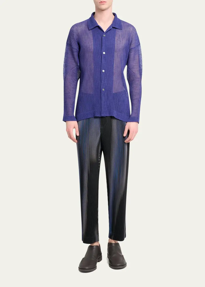 Homme Plissé Issey Miyake Men's Rustic Mesh Button-Down Shirt | Thumbnail 7