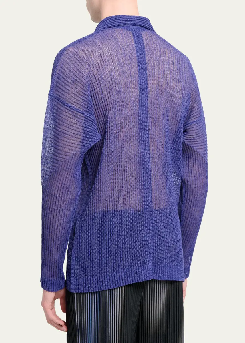 Homme Plissé Issey Miyake Men's Rustic Mesh Button-Down Shirt | Thumbnail 8