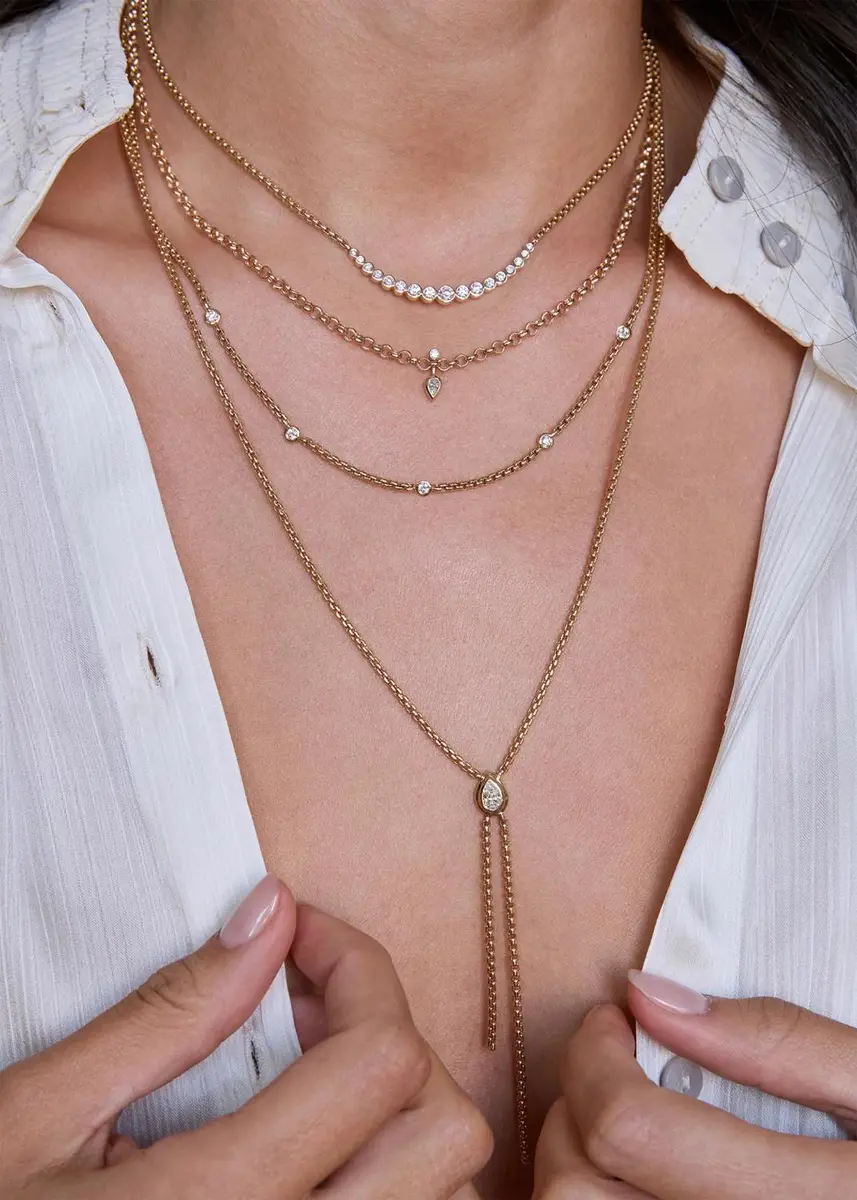 Zoë Chicco 14K Floating Diamond Small Box Chain Station Necklace | Thumbnail 2 Zoë Chicco 14K Floating Diamond Small Box Chain Station Necklace | Thumbnail 2
