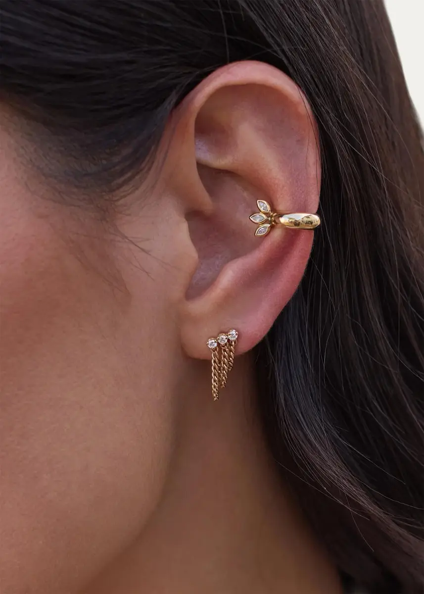 Zoë Chicco 14K Extra-Small 3 Diamond Waterfall Chain Earrings | Thumbnail 2 Zoë Chicco 14K Extra-Small 3 Diamond Waterfall Chain Earrings | Thumbnail 2