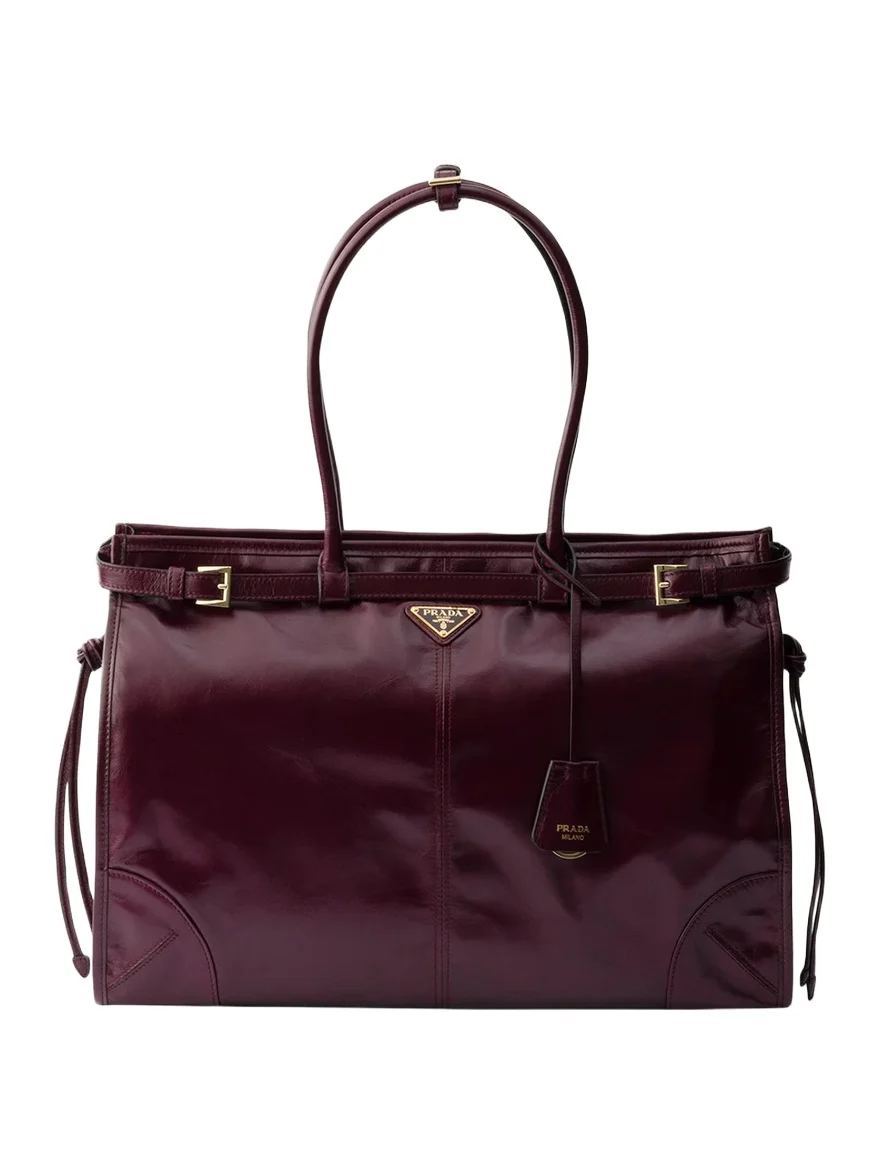 Prada Bonnie Glossy Leather Tote Bag