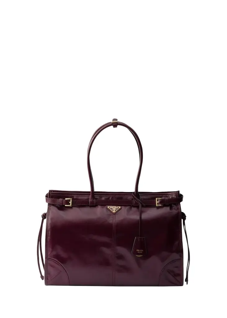 Prada Bonnie Glossy Leather Tote Bag | Image 1 Prada Bonnie Glossy Leather Tote Bag | Image 1