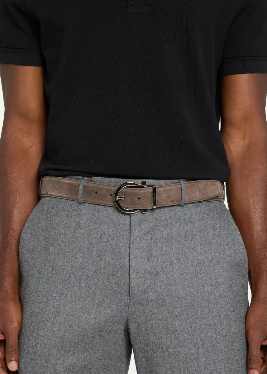 Ferragamo Men's Leather Gancio-Buckle Belt | Thumbnail 2