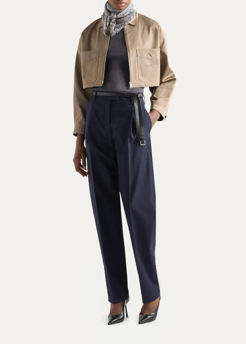 Prada Logo Rib-Knit Silk Top | Thumbnail 2 Prada Logo Rib-Knit Silk Top | Thumbnail 2