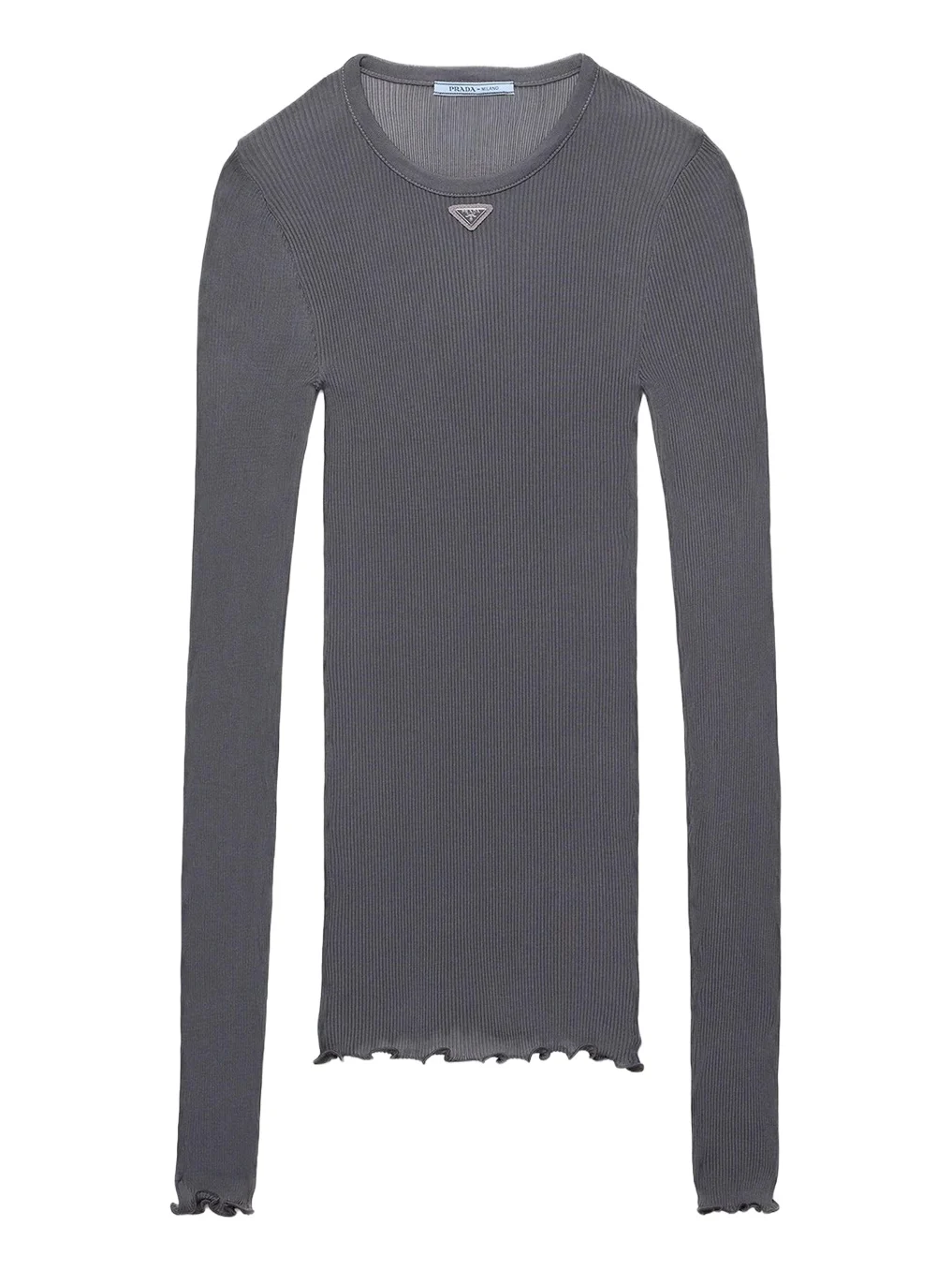 Prada Logo Rib-Knit Silk Top
