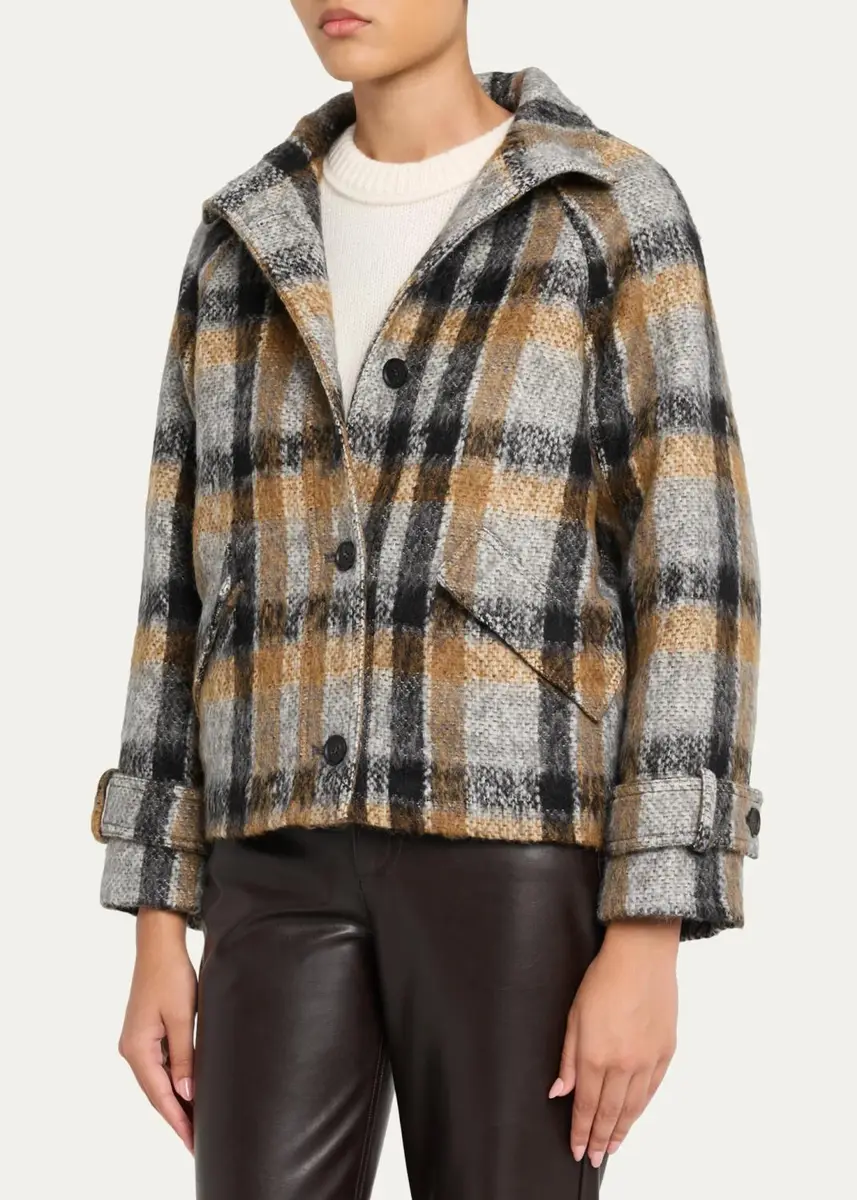 Simkhai Virelle Plaid Brushed Knit Jacket | Thumbnail 4