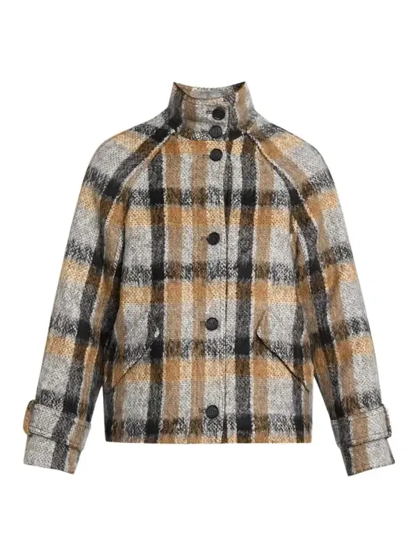Simkhai Virelle Plaid Brushed Knit Jacket