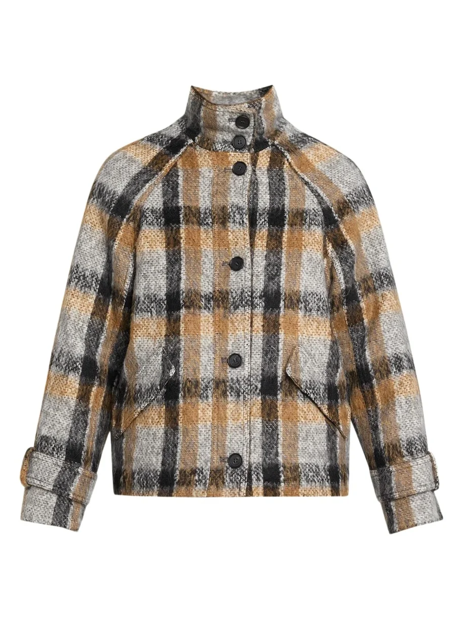Simkhai Virelle Plaid Brushed Knit Jacket