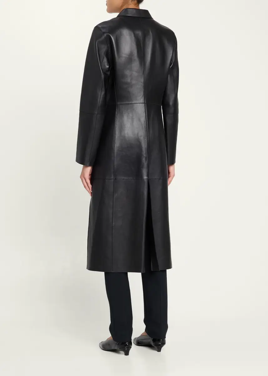 TOTEME Leather Slim Long Coat | Thumbnail 3 TOTEME Leather Slim Long Coat | Thumbnail 3